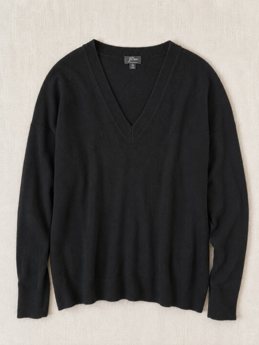 J.Crew 100% Cashmere Black V-Neck Sweater XS / Small Classic Quiet Luxury - Picture 2 of 4
